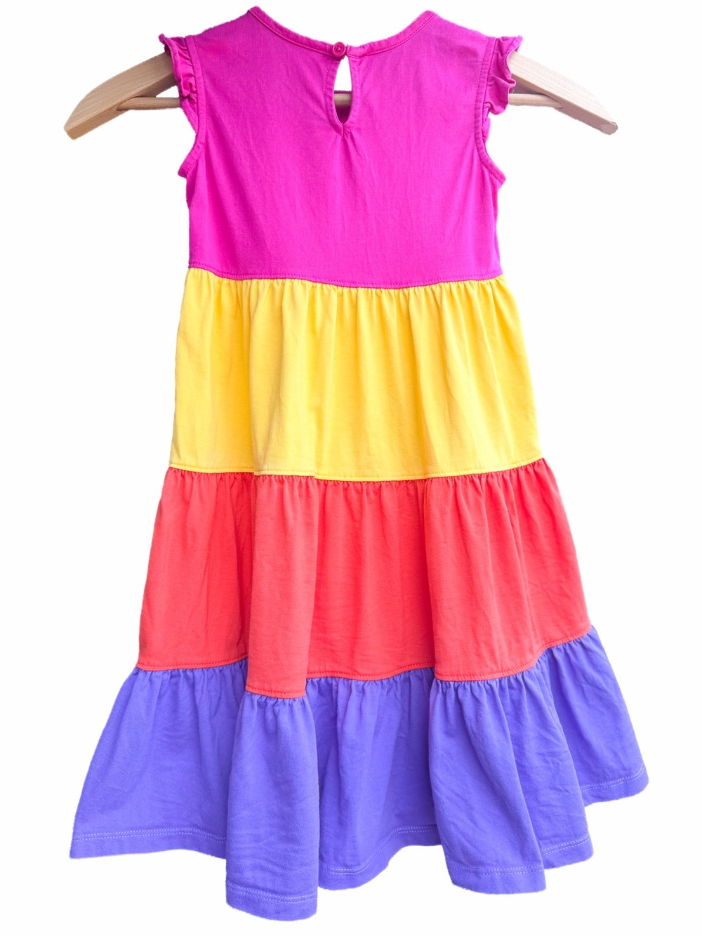 Hanna Andersson Rainbow Colorblock Tiered Sleeveless Twirl Dress sz 5 6 Girl EUC - Picture 2 of 4